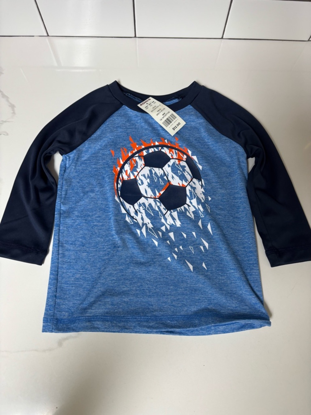 Kohl's Med Blue Toddler Soccer Graphic Tee with Navy Trim